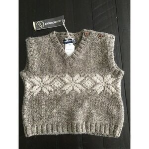 NWT JEAN BOURGET OATMEAL BEIGE WOOL SWEATER VEST SZ 2A 2T (H4)